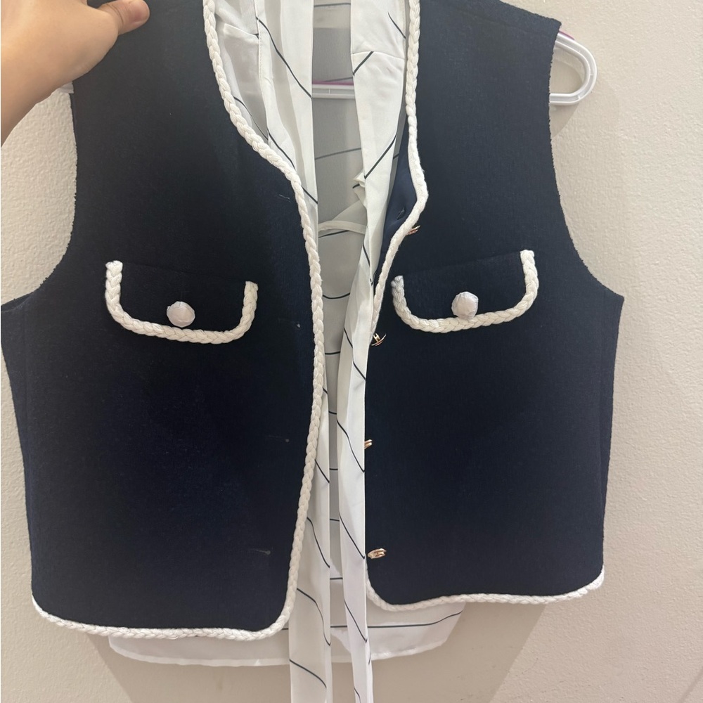 Navy Vest with White Trim